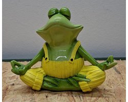 Zen-Kikker "Mindful Groen" – 17 cm hoog - polyresin - polystone - Decoratie - Woonaccessoires - Beeld