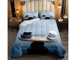 Zen Stenen Dekbedovertrek Set 3-Delig King Size - Rustgevend & Spiritueel Beddengoed voor Jongens en Meisjes