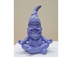 Zen Tuinkabouter Paars Mediterend – 17cm hoog – Modern Design – Polyresin – Paars - Decoratie - Woonaccessoires - Beeld