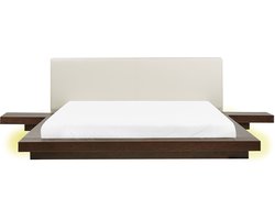 ZEN - Tweepersoonsbed LED - Donkere houtkleur - 180 x 200 cm - MDF