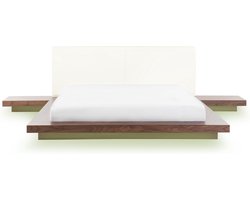 ZEN - Tweepersoonsbed LED - Lichte houtkleur - 160 x 200 cm - MDF
