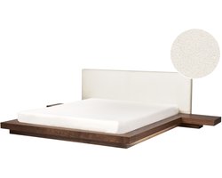 ZEN - Tweepersoonsbed met LED - Bruin - 180 x 200 cm - Bouclé