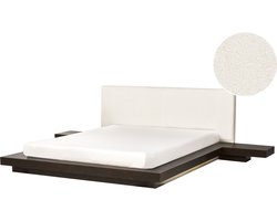 ZEN - Tweepersoonsbed met LED - Donkerhout - 160 x 200 cm - Bouclé