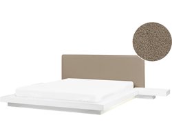 ZEN - Tweepersoonsbed met LED - Wit/Taupe - 160 x 200 cm - MDF