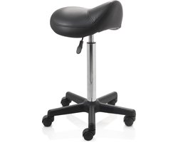 ZenGrowth ergonomische zadelkruk met hoge gasveer zwart - Kapperskruk op zachte wielen – Zadelkruk - In hoogte verstelbaar