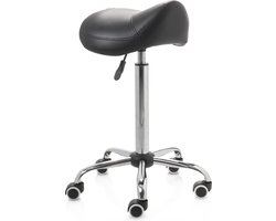 ZenGrowth ergonomische zadelkruk met hoge gasveer zwart - Kapperskruk op zachte wielen – Zadelstoel - In hoogte verstelbaar
