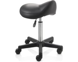 ZenGrowth ergonomische zadelkruk met middelhoge gasveer zwart - Kapperskruk op zachte wielen – Zadelstoel - In hoogte verstelbaar