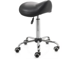 ZenGrowth ergonomische zadelkruk met middelhoge gasveer Zwart - Kapperskruk op zachte wielen – Zadelstoel - In hoogte verstelbaar