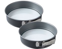 Zenker 9344550 Set van 2 Springvormen 26 cm glazen bodem, ronde vorm, springvorm 26 cm, taartvorm, bakvorm, Staal, Glas, 26 x 6,5 cm