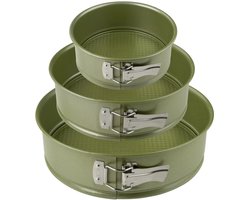 Zenker 9980950 Set 3 taartvormen collectie Green Vision, taartvorm, scharniervorm, ronde groene milieuvriendelijke anti-aanbakvorm, ILAG, Carnaubawas, Diameters 20 cm + 24 cm + 26 cm