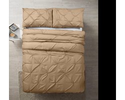 Zensation Lovely Pintuck - Dekbedovertrek - Eenpersoons - 140x200/254 + 35 kussensloop 60x70 - Taupe