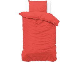 Zensation Satin Point - Dekbedovertrek - Eenpersoons - 140x200/220 + 1 kussensloop 60x70 - Rood