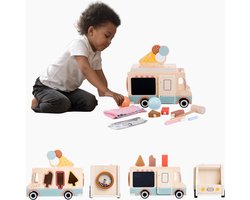 ZenseKids® Montessori speelgoed - educatief speelgoed - speelgoed bus - montessori voor thuis – ijscokar - Kado kind 3 jaar