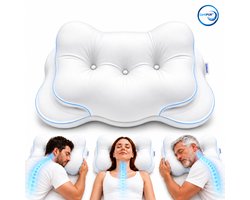 Zenvix® Vlinderkussen - Ergonomisch Hoofdkussen - 4 Zones Neksteun voor Nekklachten - Ademend - 2 Hoogtes tot 10 cm - Voor Zijslaper Rugslaper Buikslaper - 60D Traagschuim Memory Foam - Orthopedisch - Slaapkussen - Anti Snurk - 60x38x10cm