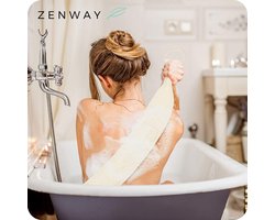 Zenway™ Loofah Rug Scrubber - Douchespons - Rugborstel voor Douche & Bad - Wit - 70 cm