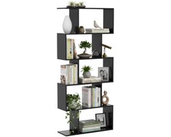 Zenzee - Boekenkast – Vakkenkast – Roomdivider – Opbergkast - Kast - Zwart - 158x70x24cm