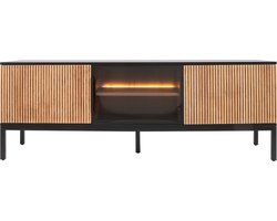 Zenzee Thora - TV meubel – TV kast - 3 deuren – Met LED verlichting – 154 cm - Natuur Zwart