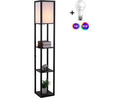 Zenzee vloerlamp - Staande lamp - Stalamp - Modern - Met opbergruimte - 26L x 26B x 160H cm - Zwart