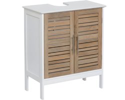 Zenzee - Wastafel onderkast - Met uitsparing - Wastafelmeubel - Wit/Eiken - 70x60x30 - Badkamermkast