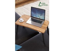Zeo Wood Bedtafel - Laptoptafel - Bank Tafeltje - Ontbijttafeltje - Opvouwbaar - 59 x 35 x 24 cm