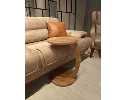 Zeo Wood® - Bijzettafel - Bijzettafel met wielen - Bedtafeltje met Wielen - Tafeltje op Wieltjes - Ronde Bijzettafel