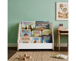 Zeo Wood® - Boekenkast Kind - Boekenrek Kind - Boekenrek Kinderkamer - Kinderboekenkast - Montessori Boekenkast - Wit - Boekenkast Staand