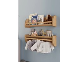 Zeo Wood® - Boekenrek - Set van 2 - Boekenplank - Wandrek - Boekenkast - Kinderboekenrek - Boekenplank - Boekenkast - 2 Stuks