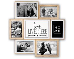 Zep collage fotolijst - houten frame - naturel/wit - 7 lijstjes - geschikt voor diverse maten foto