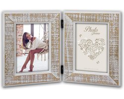 ZEP - Duo / 2-luik houten fotolijst wit / bruin Levico 2Q voor 2 foto's 10x15 - WW3546