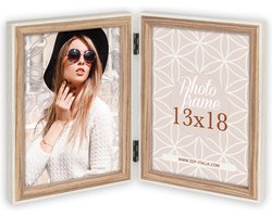 ZEP - Houten Fotolijst Duo Kriss 2Q in wit met bruin voor 2 foto's 15x20 - EK2268