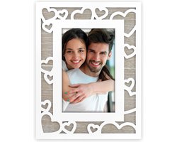 ZEP - Houten Fotolijst met Hartjes Sofia Wit voor foto 10x15 - DX4546