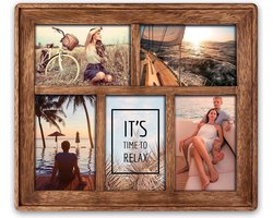 ZEP - Houten Multi fotolijst Mosel bruin voor 5 foto's formaat 10x15 (afmeting 35,5 x 30,5 cm) - BM546