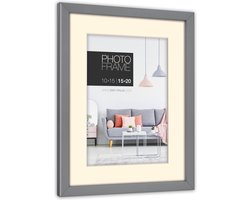 ZEP - Kunststof Fotolijst Edison Grijs met Passe-Partout voor foto 9x13 / 13x18 cm - NP57G