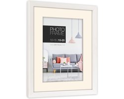 ZEP - Kunststof Fotolijst Edison Wit met Passe-Partout voor foto 15x20 / 20x30 cm - NP23W