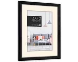 ZEP - Kunststof Fotolijst Edison Zwart met Passe-Partout voor foto 9x13 / 13x18 cm - NP57B