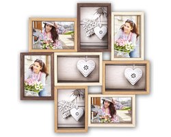 ZEP - Montreaux houten galerie / multi fotolijst in bruin tinten voor 8 foto's 13x18 (formaat 53 x 53 cm) - TY013