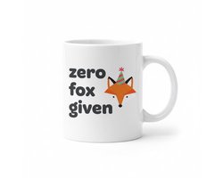 Zero Fox Given Mok – Grappige Vos Tekst Koffiemok met Feesthoed Design – 330 ml Keramische Mok