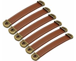 Zes Stuks Leren Handgrepen 96mm voor Keukenkasten, Moderne Keukenhandgrepen van Leer, Duurzame en Stijlvolle Keukenaccessoires
