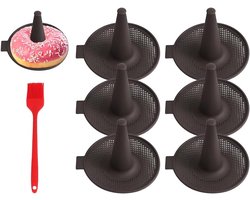 Zesdelige Rubber Donutvorm voor Bakken met Siliconen Kwast - Ideaal voor Bagels en Muffins