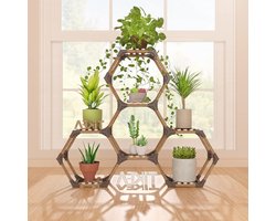 Zeshoekige Hoek Plant Stand - Binnen en Buiten - Houten Hoek Plant Plank - 7 Tiers - DIY Plant Houder Rek - Hoek Raam Woonkamer - Kantoor Balkon Tuin