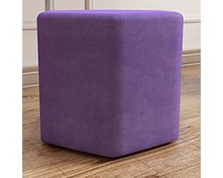 Zeshoekige Poef - Voetenbankje Katoen - Ontspannen Zitten - Stevig Houten Frame - 43x39x40 cm - Paars