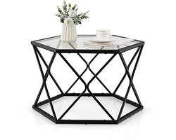 Zeshoekige Salontafel - Glazen Tafel Bijzettafel - Woonkamer Decoratie - Veilig Gehard Glas - 65 x 405 x 565 cm