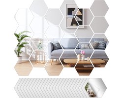 Zeshoekige Spiegel Muurstickers - 24 Stuks Zelfklevend Acryl voor Wanddecoratie in Woonkamer, Hal en Badkamer, DIY Home Art
