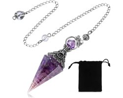 Zeshoekige waterhanger - stenen ketting in natuurlijke kleuren - spirituele accessoire.