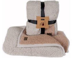 Zest - Luxe Fleece plaid - Beige / Caramel - Zacht Fluweel Touch - Vacht Zijde - Dubbele voering - 125x150 cm - Bankdeken - Zacht & Warm - Uniek Design - Luxe Woonaccessoire