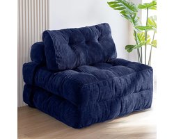 Zetelbed - Slaapstoel - Kleine Ruimte - Inclusief Kussens - 190 cm - Blauw