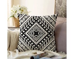 Zethome - Aztec Kussenhoes - 43 x 43 cm - Vierkantje - Soft Touch – Kussensloop - Pillow Cover - Aan Beide Zijdig Bedrukt - Vierkant - Rits