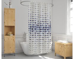 Zethome - Douchegordijn - Badkamer Gordijn - Shower Curtain - Waterdicht - 1x110X200 - Een Stuk - Sneldrogend en Anti Schimmel -Wasbaar en Duurzaam - Blauw Circle -  4961