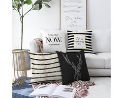 Zethome - Kussenhoes Grote 55x55 cm voor Sierkussen - Set - 4 Stuks - Vierkant - Dubbelzijdig bedrukt - Levendige Kleuren - Kussenhoezen Set - Soft Touch - Geen personage - Verborgen Rits