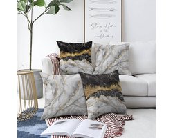 Zethome Marble - Grote Kussenhoes voor Sierkussen Set 4 Stuks - 55x55 cm - Vierkant - Dubbelzijdig bedrukt - Kussenhoezen Set - Soft Touch - Verborgen Rits